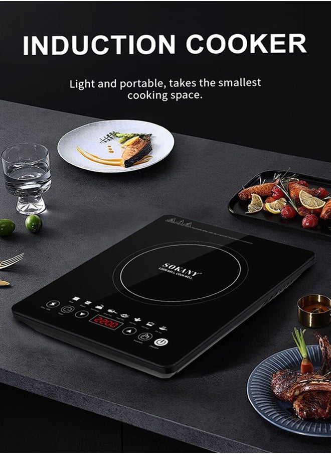 sokany Portable Single Induction Cooktop Countertop Burner Hot Plate with  Full Touch Control,8 Preset Cooking Options & LED Display,2200W SK-07076  - Image 2