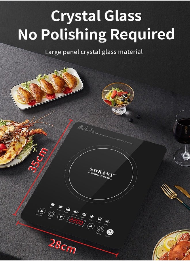 sokany Portable Single Induction Cooktop Countertop Burner Hot Plate with  Full Touch Control,8 Preset Cooking Options & LED Display,2200W SK-07076  - Image 4