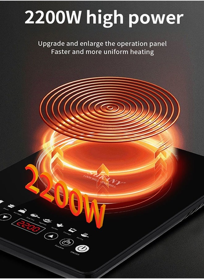 sokany Portable Single Induction Cooktop Countertop Burner Hot Plate with  Full Touch Control,8 Preset Cooking Options & LED Display,2200W SK-07076  - Image 5