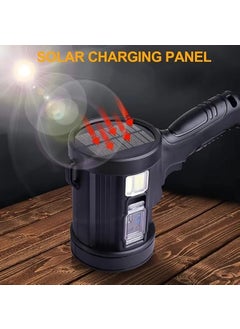 Seafront Seafront Led Spot Lights Handheld Large Flashlight Super Bright Outdoor Solar Spotlights Searchlight with Cob Light 6 Modes IPX5 Waterproof Rechargeable Spotlight  - Image 4