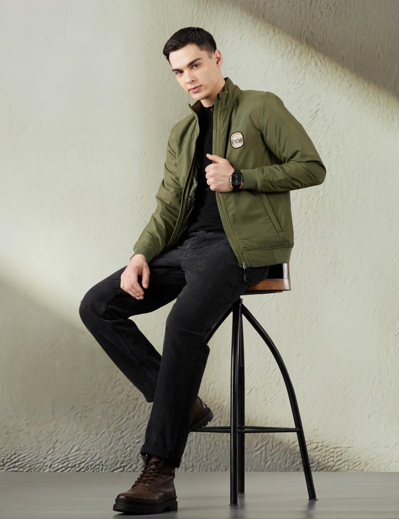 Wildcraft Men Sierra Solid Nylon Blend Collored Casual Quilted Jacket, Full Sleeve - Regular fit, Olive Green, XL - Image 2