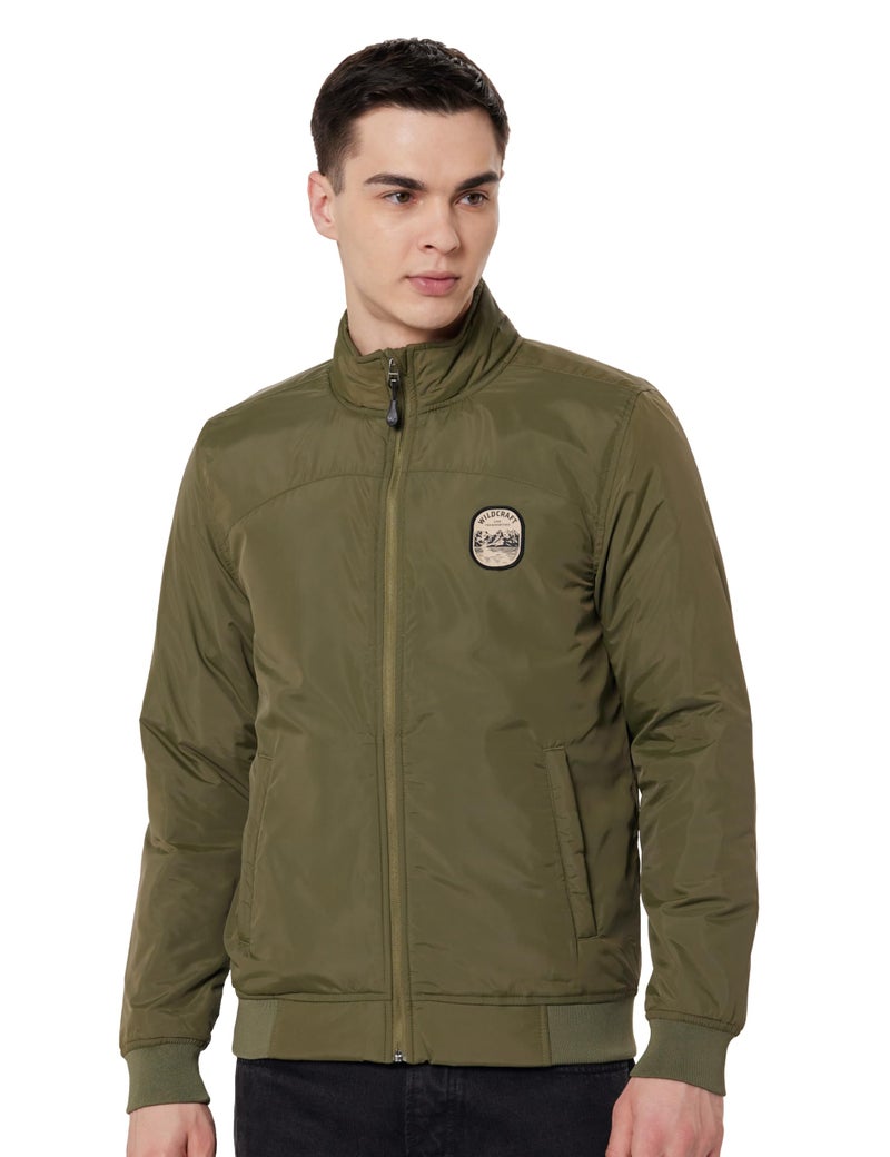 Wildcraft Men Sierra Solid Nylon Blend Collored Casual Quilted Jacket, Full Sleeve - Regular fit, Olive Green, XL - Image 1