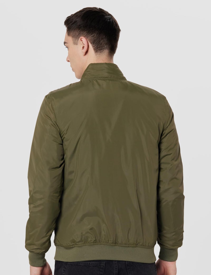 Wildcraft Men Sierra Solid Nylon Blend Collored Casual Quilted Jacket, Full Sleeve - Regular fit, Olive Green, XL - Image 3