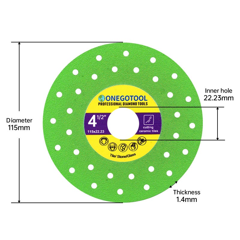 ONEGOTOOL 4-1/2 inch Tile Cutter Diamond Saw Blade for Angle Grinder Porcelain Ceramic Glass Marble Cutting Tools Grinding disc (5pcs) - Image 2
