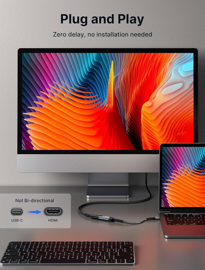 jsaux USB C to HDMI Adapter 2Pack, 4K USB Type C to HDMI Female Adapter [for Thunderbolt 3] Compatible with iPhone 16 Pro Max/15, MacBook Pro/Air, Surface, Galaxy S21 S20 Ultra, Dell XPS -Grey - Image 3