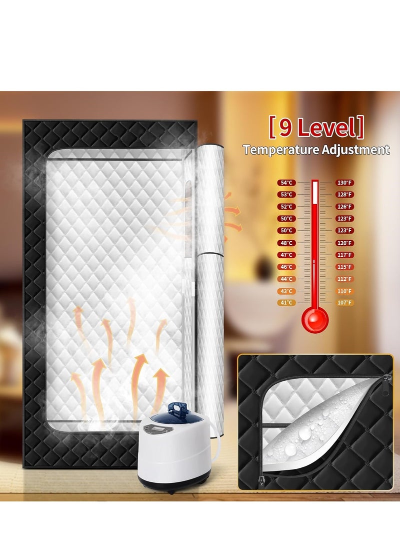 GUDOO صندوق الساونا المحمول - ساونا بخاري محمول للمنزل، خيمة شخصية لغرفة السبا، مولد الساونا، صندوق الكابينة مع جهاز التبخير لفقدان الوزن المنزلي، 9 مستويات، 26 لتر - Image 3