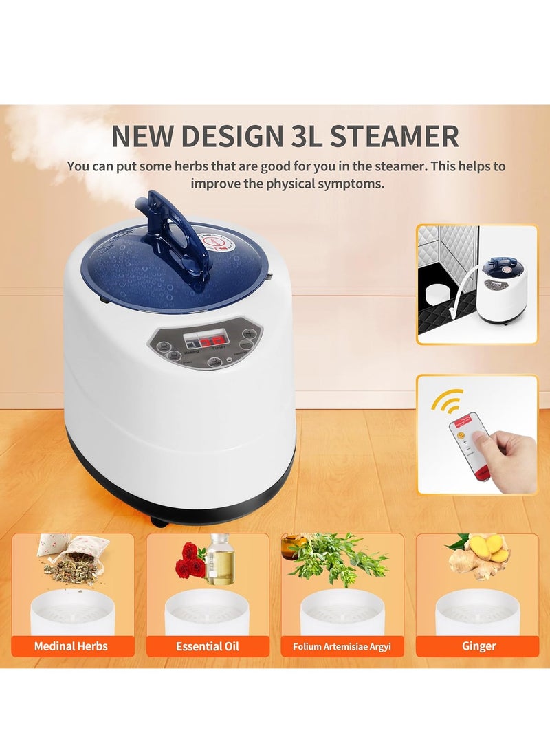 GUDOO صندوق الساونا المحمول - ساونا بخاري محمول للمنزل، خيمة شخصية لغرفة السبا، مولد الساونا، صندوق الكابينة مع جهاز التبخير لفقدان الوزن المنزلي، 9 مستويات، 26 لتر - Image 4