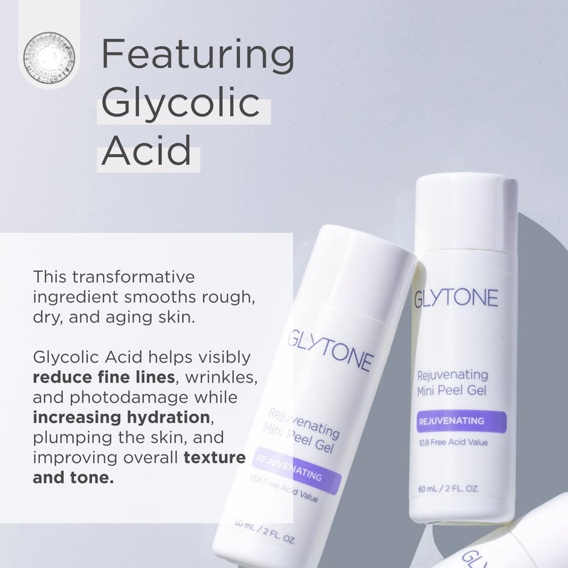 Glytone Rejuvenating Mini Peel Gel | Face Exfoliator with 10.8% FAV Glycolic Acid | Peeling Gel for Face Retexturizes and Reduces Fine Lines & Wrinkles | Dead Skin Remover Chemical Peel | 2 fl oz. - Image 3