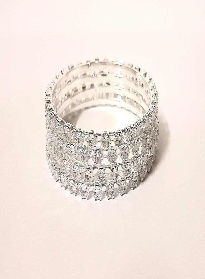 LAVAZZA Gold Plated Metal CZ American Diamond Bangles For Women & Girls | Premium AD Bangles Set | Diamond Kada For Women | White Stone Bangles Set | Traditional Women's Bangles-(RKM2-Silver-2.6) - Image 2