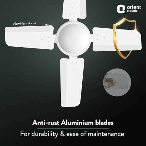 Orient Electric 600 MM New Air Plus | 4 Blade Small Ceiling Fan for Kitchen | 100% Copper Motor | Aluminium blades | 24 Inch Fan | 2 Years Warranty | White - Image 3