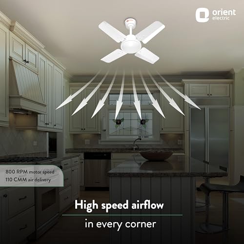 Orient Electric 600 MM New Air Plus | 4 Blade Small Ceiling Fan for Kitchen | 100% Copper Motor | Aluminium blades | 24 Inch Fan | 2 Years Warranty | White - Image 2