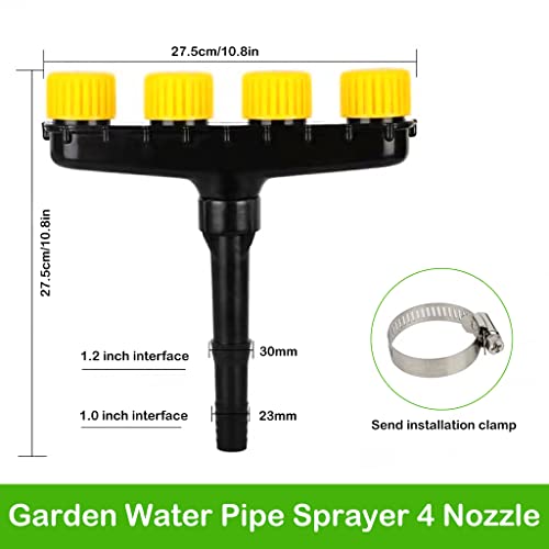 HASTHIP® Garden Water Pipe Sprayer With 4 Nozzle Irrigation Sprinkler for Larger Area, Flow-Adjustment Connector for Agricultural Lawn Watering Plants - Image 2