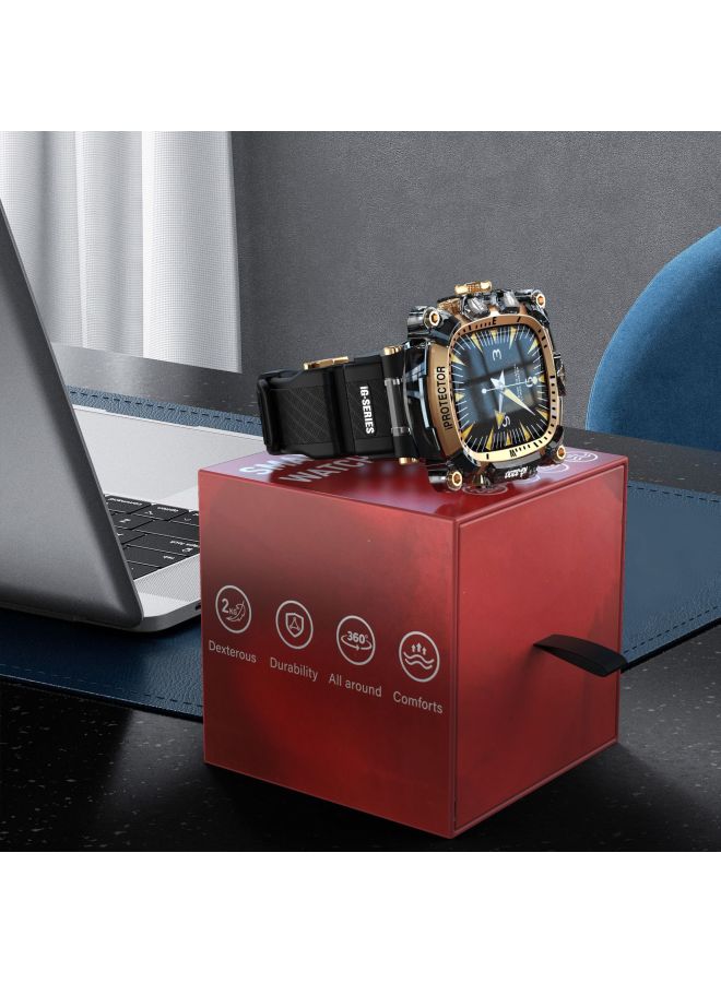 For Apple Watch Integrated Strap 46MM Modified IwatchS10 Generation Metal Case Silicone Strap Cross Border-Color:46mm Transparent Black + Metallic Black Frame