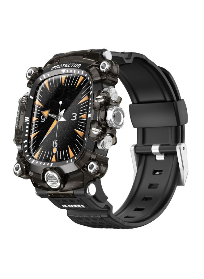 For Apple Watch Integrated Strap 46MM Modified IwatchS10 Generation Metal Case Silicone Strap Cross Border-Color:46mm Transparent Black + Metallic Black Frame