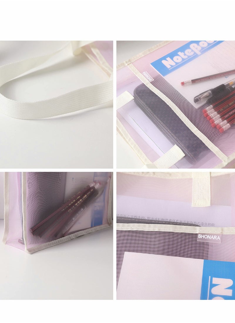 Y&D - Document Bag with Handle, Transparent mesh Bag, can Store A4 Size documents, PVC Receipt Holder, no Zipper Design, Provide Storage Space for Office, School and Family Travel - Image 1