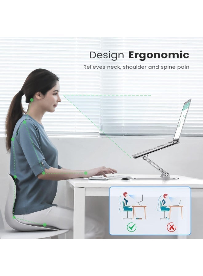 Laptop Stand Adjustable Computer Stand Sturdy Aluminum Laptop Stand for Desk Foldable Laptop Holder Portable Riser for 11“16-inch Laptop Notebook Tablet and More - Image 5
