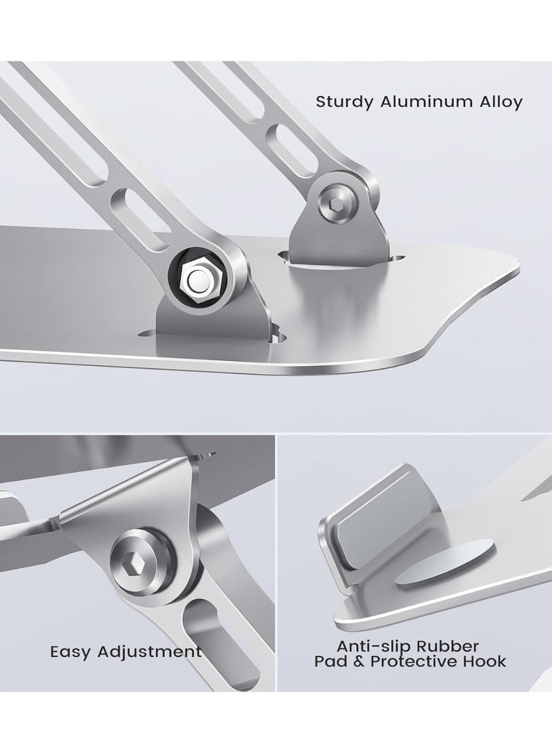 Laptop Stand Adjustable Computer Stand Sturdy Aluminum Laptop Stand for Desk Foldable Laptop Holder Portable Riser for 11“16-inch Laptop Notebook Tablet and More - Image 2
