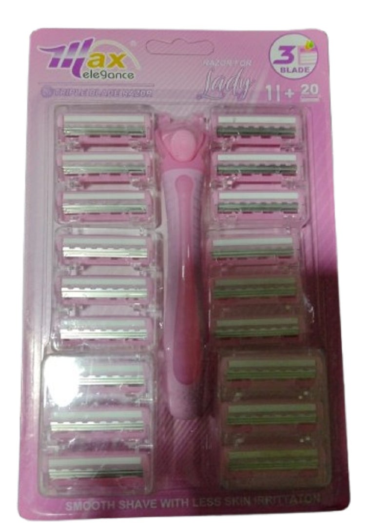 Max Women's razor with 3-blade technology for an ultra-close shave with 20 refill strips - ideal for smooth, hair-free skin - Image 1