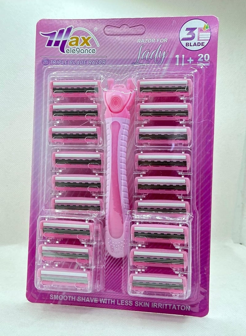 Max Women's razor with 3-blade technology for an ultra-close shave with 20 refill strips - ideal for smooth, hair-free skin - Image 2