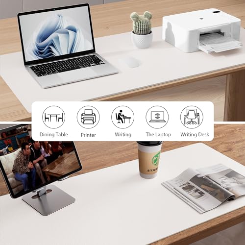 Aothia Leather Desk Pad Protector, Mouse Pad, Office Desk Mat, Non-Slip PU Leather Desk Blotter, Laptop Desk Pad, Waterproof Desk Writing Pad for Office and Home (Off-White,31.5" x 15.7") - Image 5