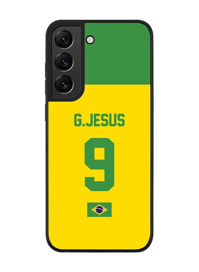 Stylizedd Rugged Black edge case for Samsung Galaxy S21 5G Slim fit Soft Case Flexible Rubber Edges Anti Drop TPU Gel Thin Cover - Football Team - Brazil Player Name - G.Jesus - Image 1