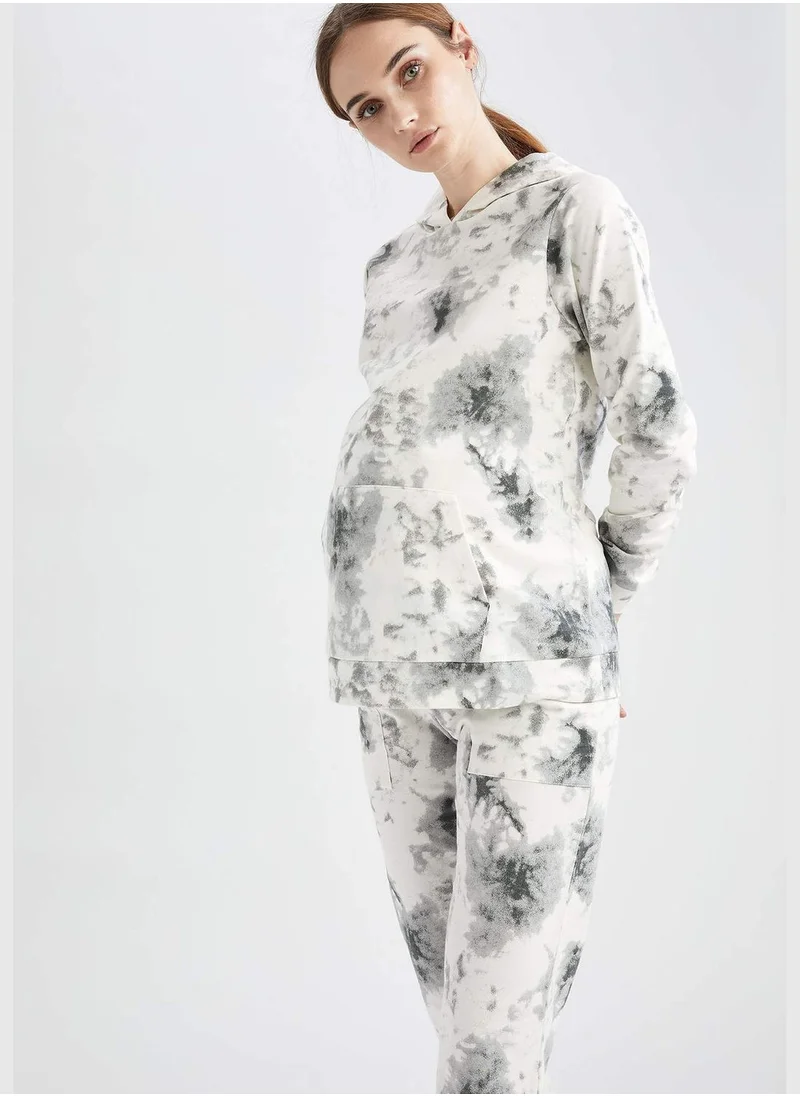 DeFacto Regular Fit Long-Sleeved Spray Print Knitted Top