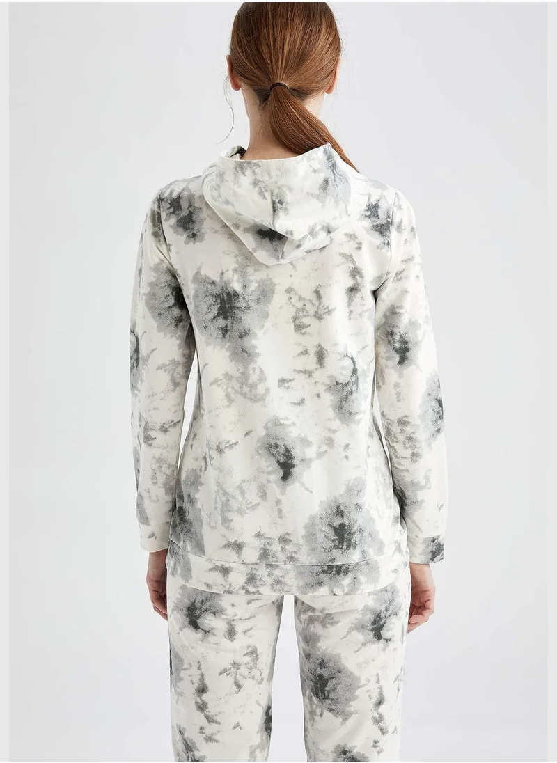 DeFacto Regular Fit Long-Sleeved Spray Print Knitted Top