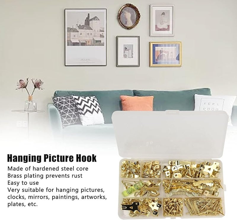 283 Pcs Silver Picture Hooks With Level For Wall Paintings Mirrors Canvas Decoration - Image 5