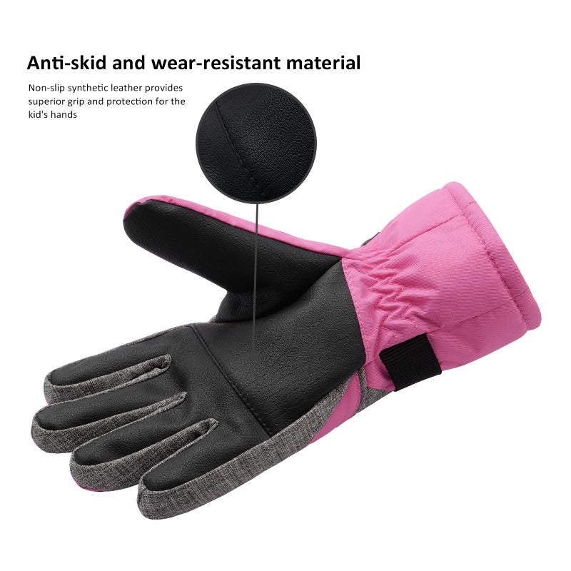 WALSKING Kids Ski Gloves-3M Thinsulate Waterproof Cold Weather Winter Snow Gloves for Skiing,Snowboarding-Fits Boys and Girls Youth - Image 2
