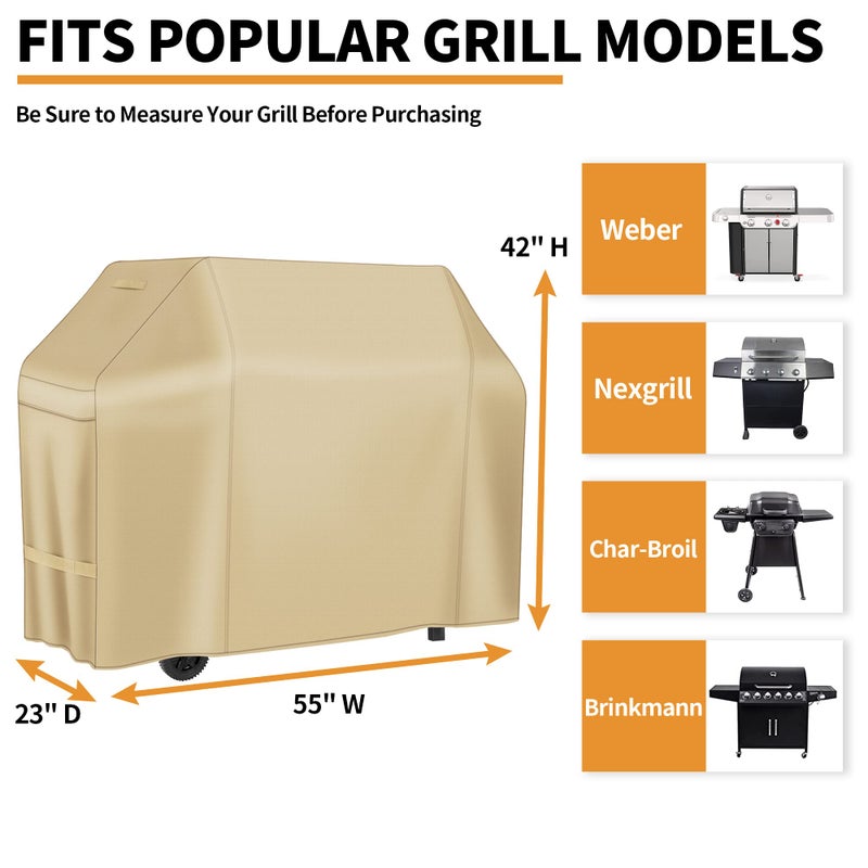 NEXCOVER Barbecue Gas Grill Cover - 55 Inch Waterproof BBQ Cover, Outdoor Heavy Duty Grill Cover, Fade & Weather Resistant Upgraded Material, Barbecue Cover for Weber, Brinkmann, Char Broil and More - Image 2
