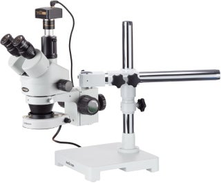 AmScope SM3T80SM Digital Professional Trinocular Stereo Zoom Microscope WH10x Eyepieces 7X45X Magnification 07X45X Zoom Objective 80Bulb LED Ring Light SingleArm Boom Stand 90V265V Includes 13MP Camera with Reduction Lens and Software - pzsku/Z730B1E336380AF03CEFEZ/45/1747233476/b915a663-471d-4791-ae6c-c906325280f2