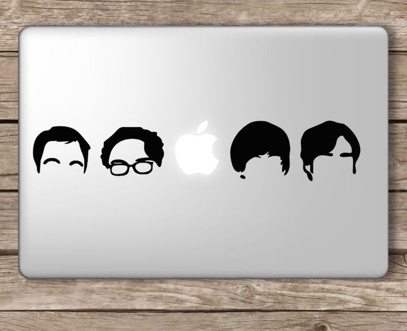 Big Bang Theory Head Laptop Vinyl Sticker (Pack of 4)(Black)