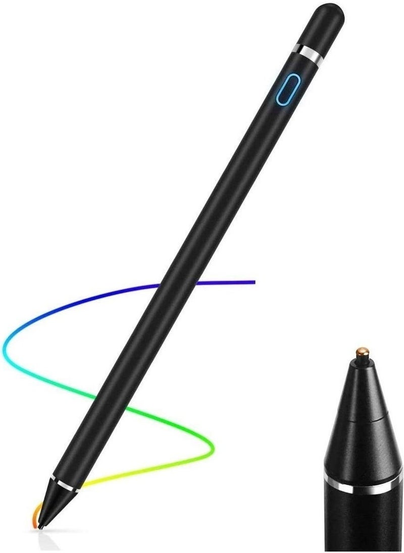 BGM Stylus Pencil Compatible for Apple,Active Stylus Pens for Touch Screens,Smart Rechargeable Capacitive 1.5mm Fine Point i-Pad Pen and Most Tablets on Touchscreen Devices (Black)  - Image 1