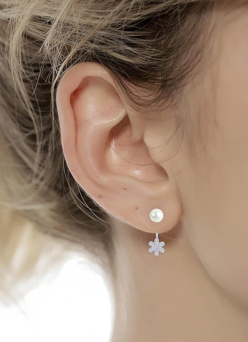 Tornito 6-12 Pairs Lotus Flower Earring Studs Chic CZ Earrings Jackets For Women Silver Rose Gold Tone - Image 4