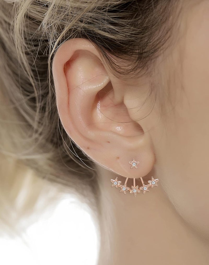 Tornito 6-12 Pairs Lotus Flower Earring Studs Chic CZ Earrings Jackets For Women Silver Rose Gold Tone - Image 3