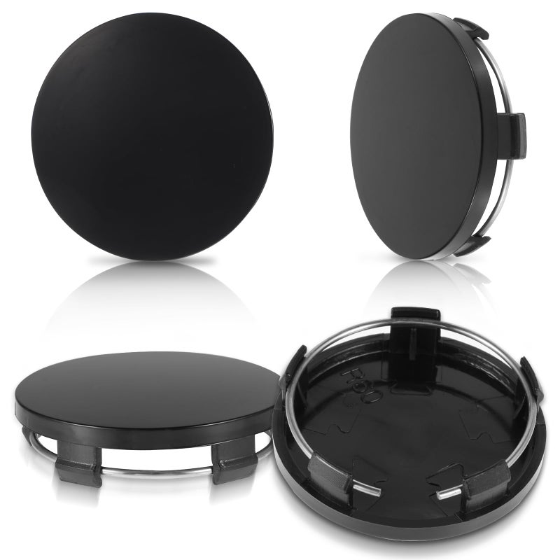 AOZUO 4 Pcs Hub Caps 60mm Wheel Center Caps Rim Hub Replacement Center Covers Universal ABS Snapin Wheel Center Hubcaps Plastic Polished Surface for Rims Most Cars Car Accessories Wheel HubsBlack