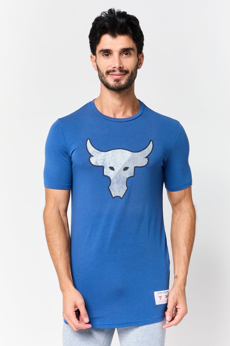 UNDER ARMOUR Men UA Project Rock Loose Fit Training T-Shirt, Slate Blue - Image 1