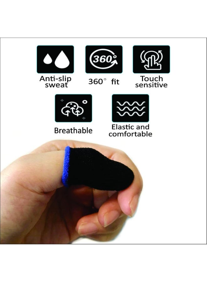 أكمام أصابع الألعاب المقاومة للعرق، زوج (قطعتين)، مناسبة لأجهزة التحكم في الألعاب المحمولة وأجهزة الألعاب، أكمام أصابع وإبهام قابلة للتنفس تعمل باللمس، مناسبة للألعاب المحمولة PUBG، COD، FORTNITE، MFT-HQ. - Image 2