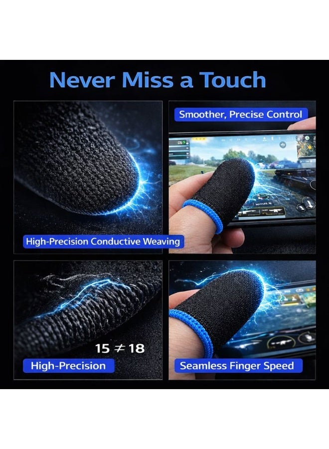 Sweat-Resistant Mobile Gaming Finger Sleeves – Anti-Slip Touchscreen Thumb & Finger Sleeves for PUBG, COD, Fortnite (1 Pair) - Image 3