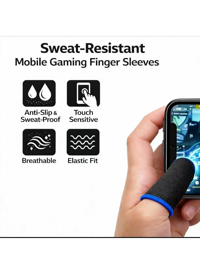 Sweat-Resistant Mobile Gaming Finger Sleeves – Anti-Slip Touchscreen Thumb & Finger Sleeves for PUBG, COD, Fortnite (1 Pair) - Image 2