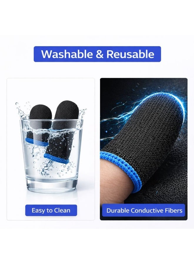 Sweat-Resistant Mobile Gaming Finger Sleeves – Anti-Slip Touchscreen Thumb & Finger Sleeves for PUBG, COD, Fortnite (1 Pair) - Image 4