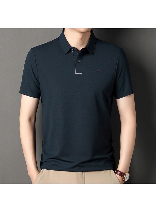 POLO Ice Silk Polo T Shirt  Men's Short Sleeved Solid Color POLO Shirt Breathable and Comfortable Elastic Tops - Image 2