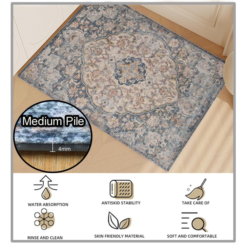 Yancorp yancorp 5'x7'boho سجادة غرفة نوم غير قابلة للانزلاق سجادة قابلة للغسل غرفة معيشة سجادة غير محفوفة  - Image 4