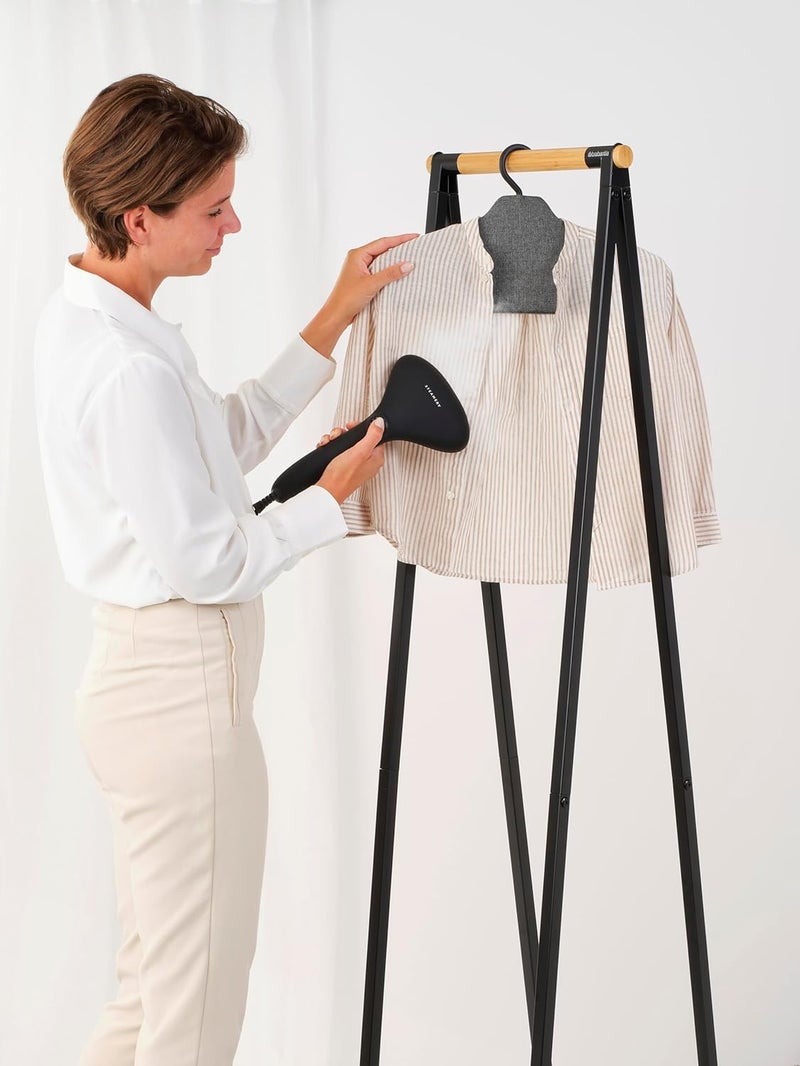 brabantia - Steam Clothes Hanger - Solid Surface for High-Pressure Steaming on Collars and Shoulders - Quick & Easy Results - Double-Sided Use - Versatile 360° Rotating Hook - Pepper Black - Image 3