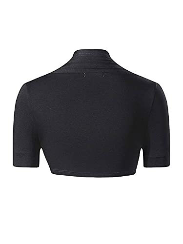 HUHOT Womens Versatile Open Front Lightweight Short Sleeve Bolero Shrug X-Large Black - Image 2