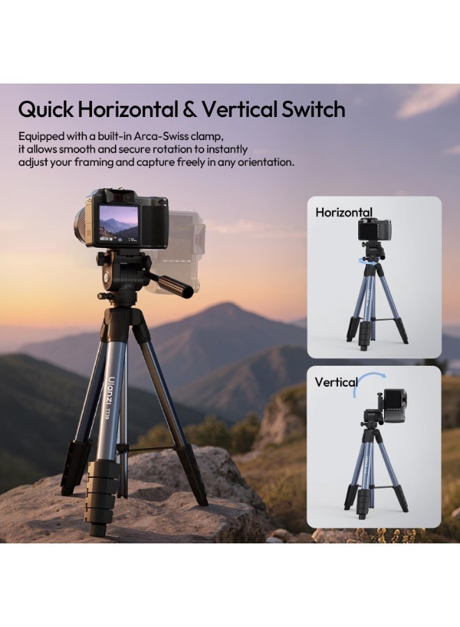 ULANZI TT39 Travel Tripod with Fluid Head, Lightweight Camera Stand for DSLR and Phone, Compact 61'' Tripod Mount with Phone Clip for Outdoor Vlogging and On-The-Go Shooting - Image 5