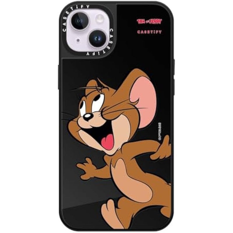 Casetify Mirror Case for iPhone 14 Plus 【Tom and Jerry Colab/Reflective / 4.9ft Drop Protection/Compatible with Magsafe】 - Jerry Character - Black on Black - Image 1