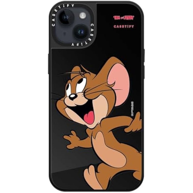 Casetify Mirror Case for iPhone 14 Plus 【Tom and Jerry Colab/Reflective / 4.9ft Drop Protection/Compatible with Magsafe】 - Jerry Character - Black on Black - Image 4