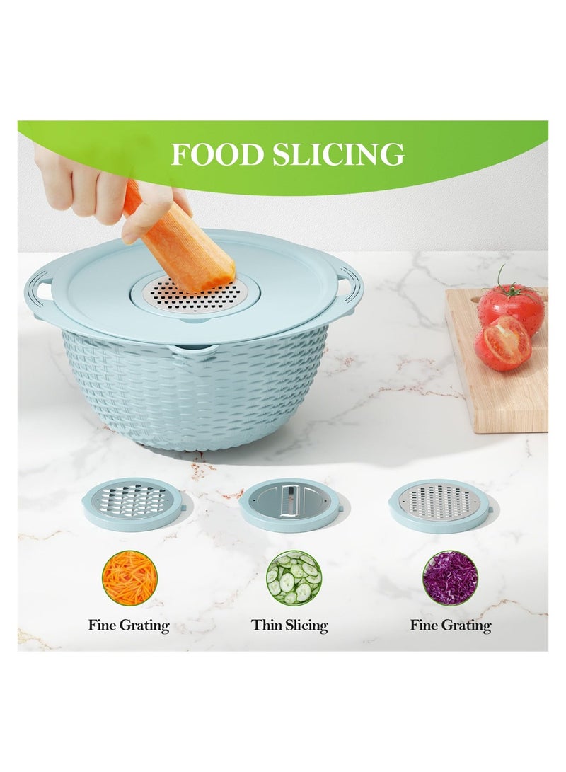 KASTWAVE 4 In 1 Colander with Mixing Bowl Set, Portable Food Strainers and Colanders, Pasta Strainer, Rice Strainer, Fruit Cleaner, Veggie Wash, Salad Spinner, for Washing and Draining Fruit, Vegetables - Image 5