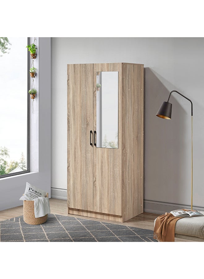 Home Box Oasis Cambridge 2-Door Wardrobe with Mirror and Drawer with Lock 55 x 190 x 80 cm  - Image 1